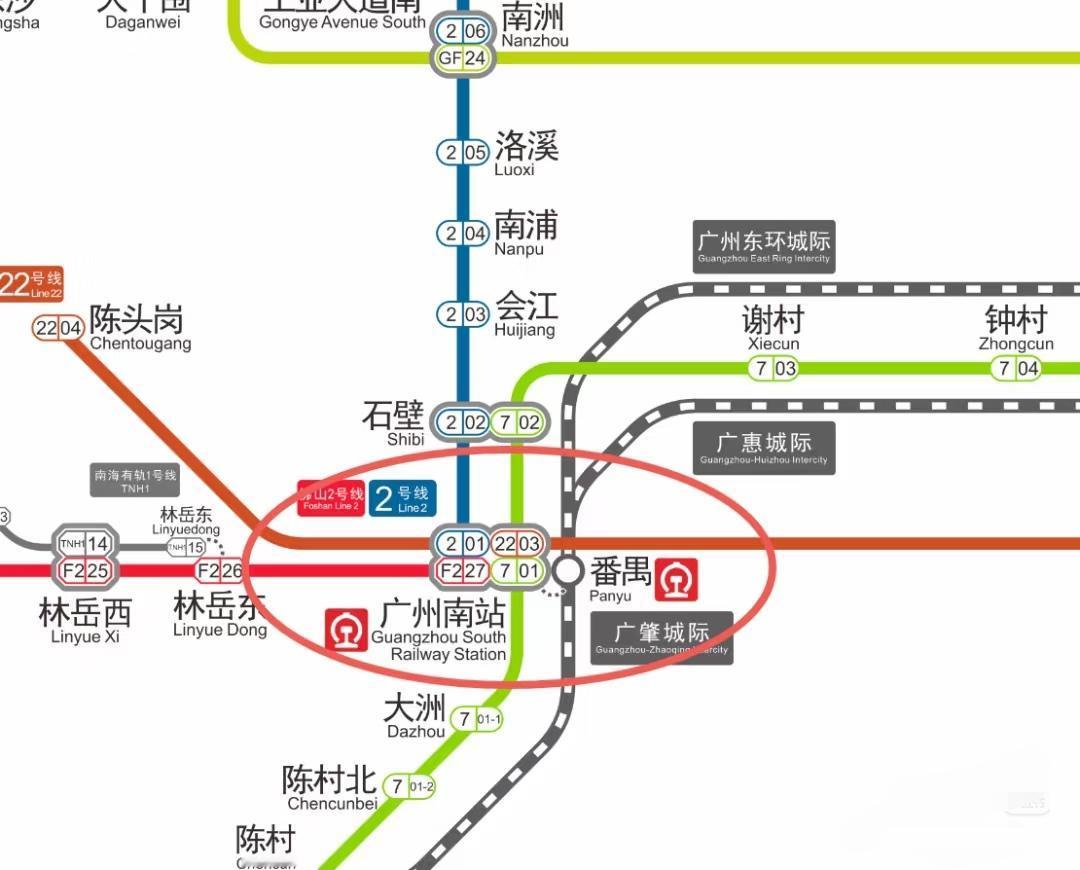 广州南站是广州换乘之王，还有谁😂
4条地铁线（2号、7号、22号、佛山2号）3