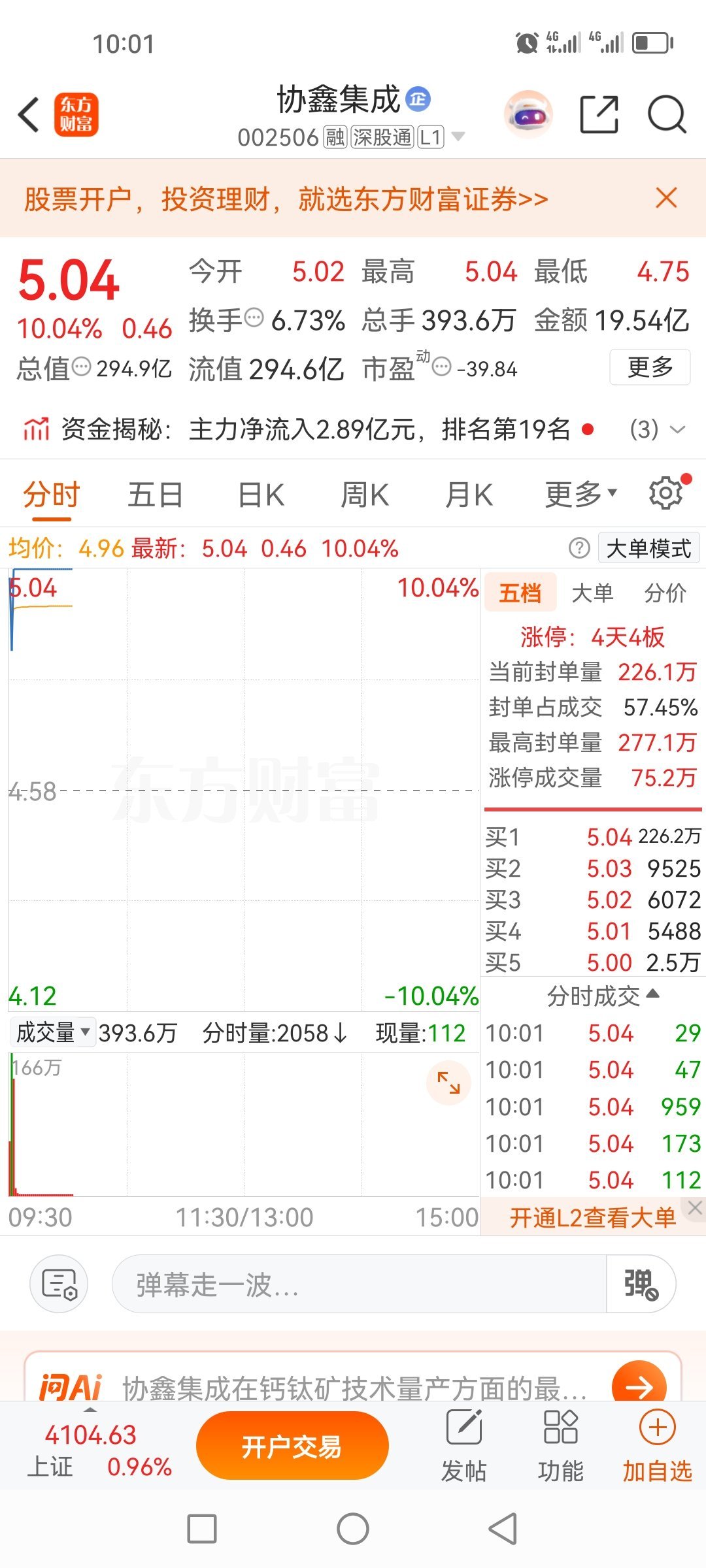 盘前分享的协鑫集成002506，一下就涨停了，没机会下手啊。可惜了！ 