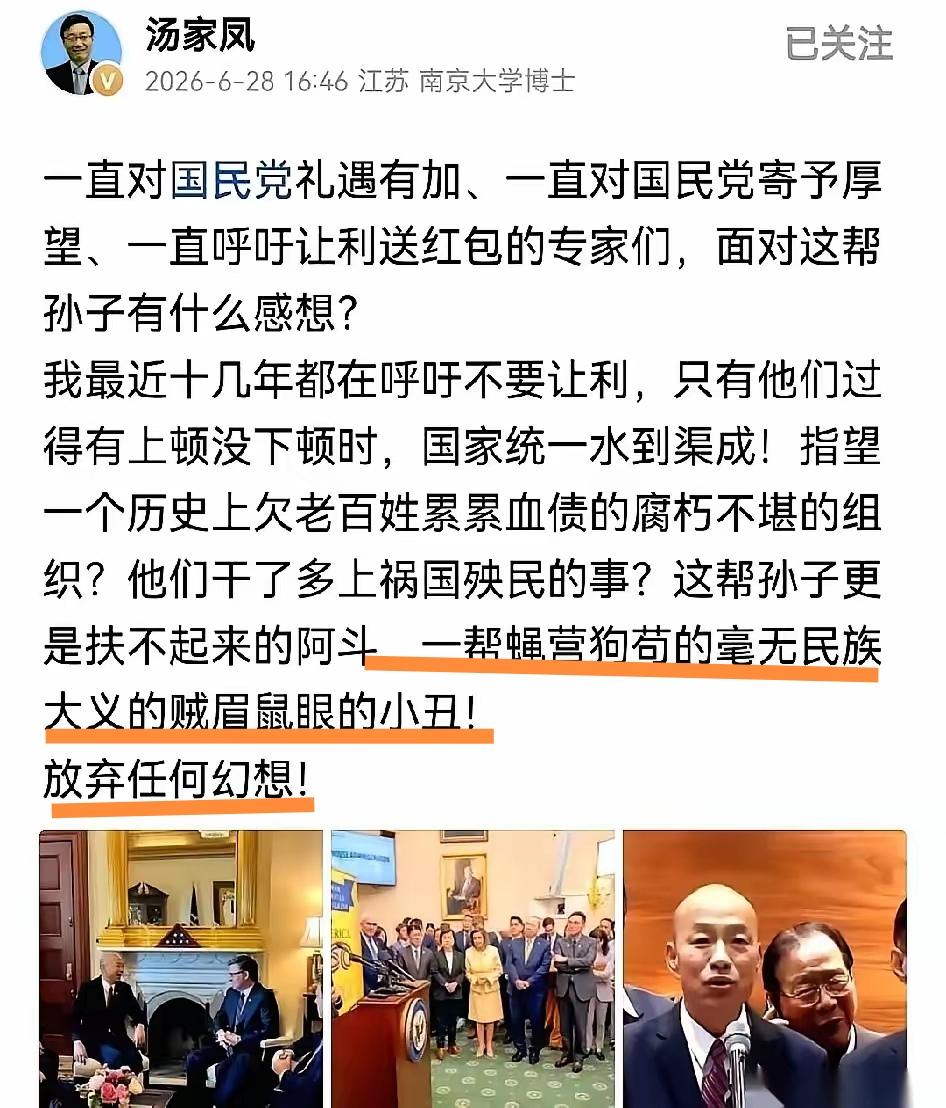 汤博士慧眼。说句扎心窝子的话，大陆在很多巴子眼里，就如同小姐嘴巴里的“大哥”，只