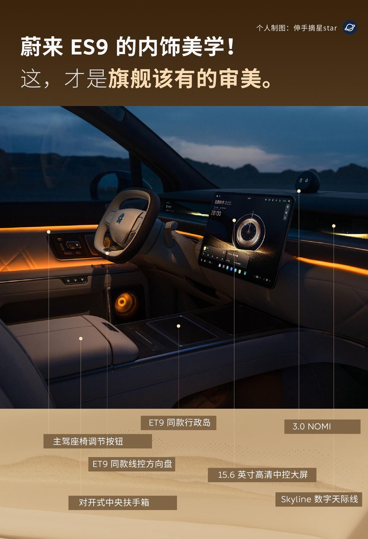 今天蔚来官方发布了ES9内外饰官图，
整体内饰风格可以这样概括——
“有老登那味