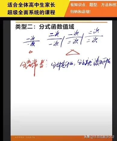 最近连续几天都在直播讲解函数知识，昨天讲了分式函数值域，一次比一次，二次比一次，