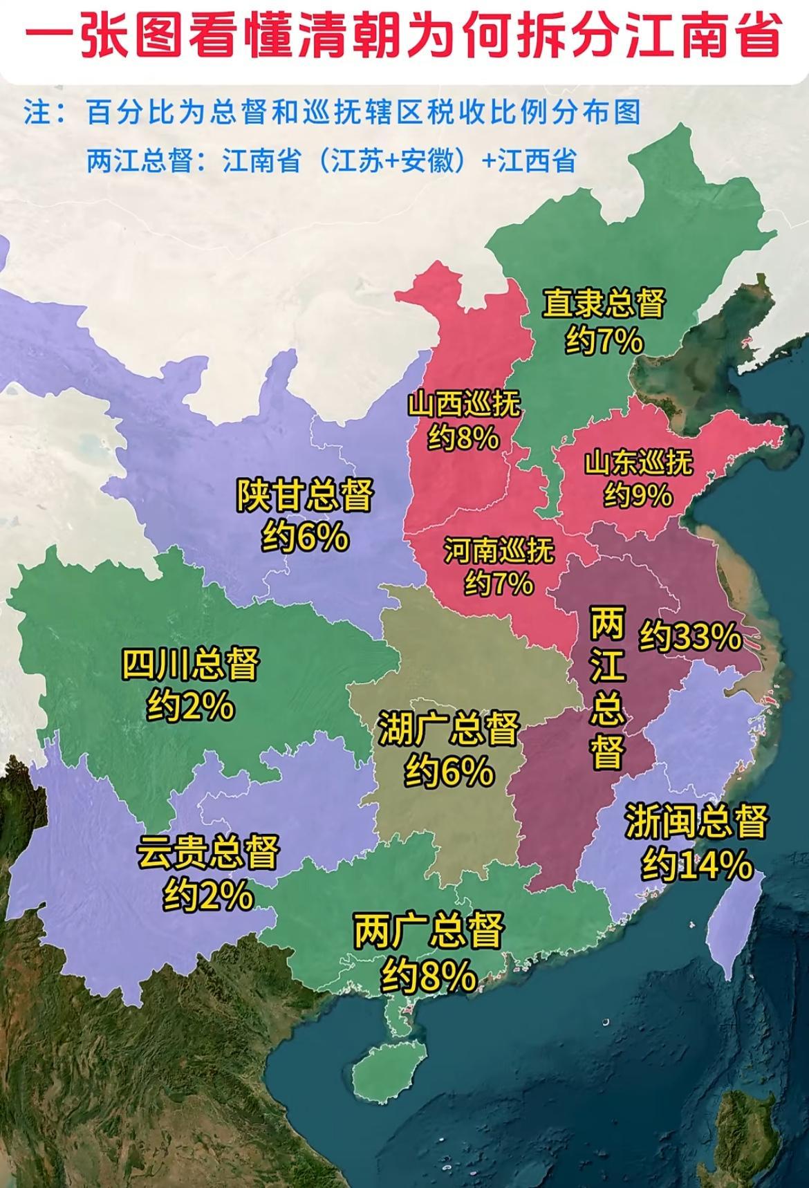 地位最高:直隶总督，其次:两江总督

最大的肥缺:两江总督，其次:漕运总督

位