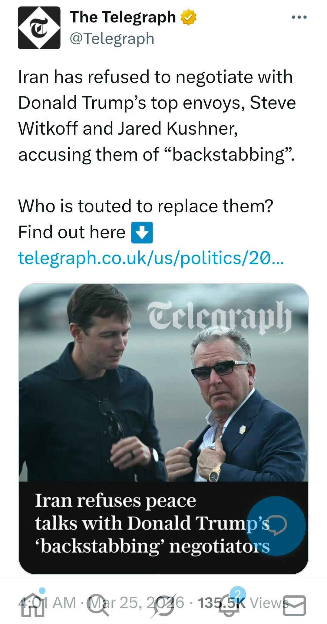 伊朗已告知特朗普政府，倾向与万斯谈判从外界观感来看，万斯“更有意愿尽快收尾这场冲