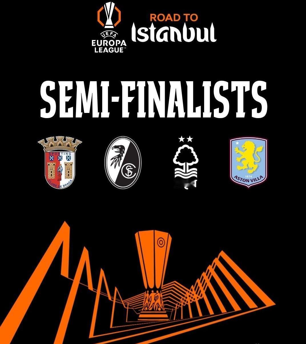 在欧协联这边，水晶宫也进入到四强，值得一提的是，欧冠、欧联和欧协联四强都没有意甲