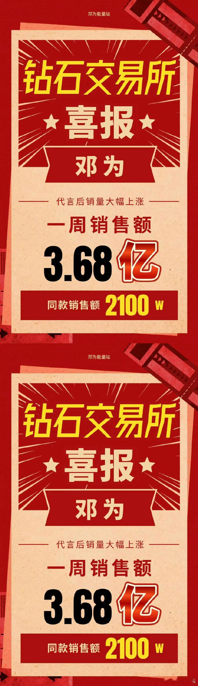 邓为钻石一样闪耀的商业价值 邓为代言战报有，妈呀居然是以亿为单位的战报！完全是钻
