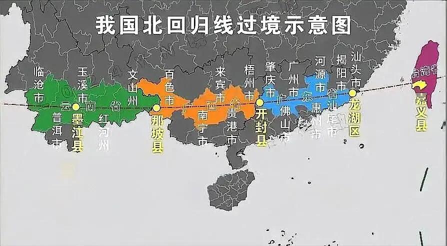 一条北回归线，横穿我国4省区，广东是受影响最长省份！
 
很多人听过北回归线，但