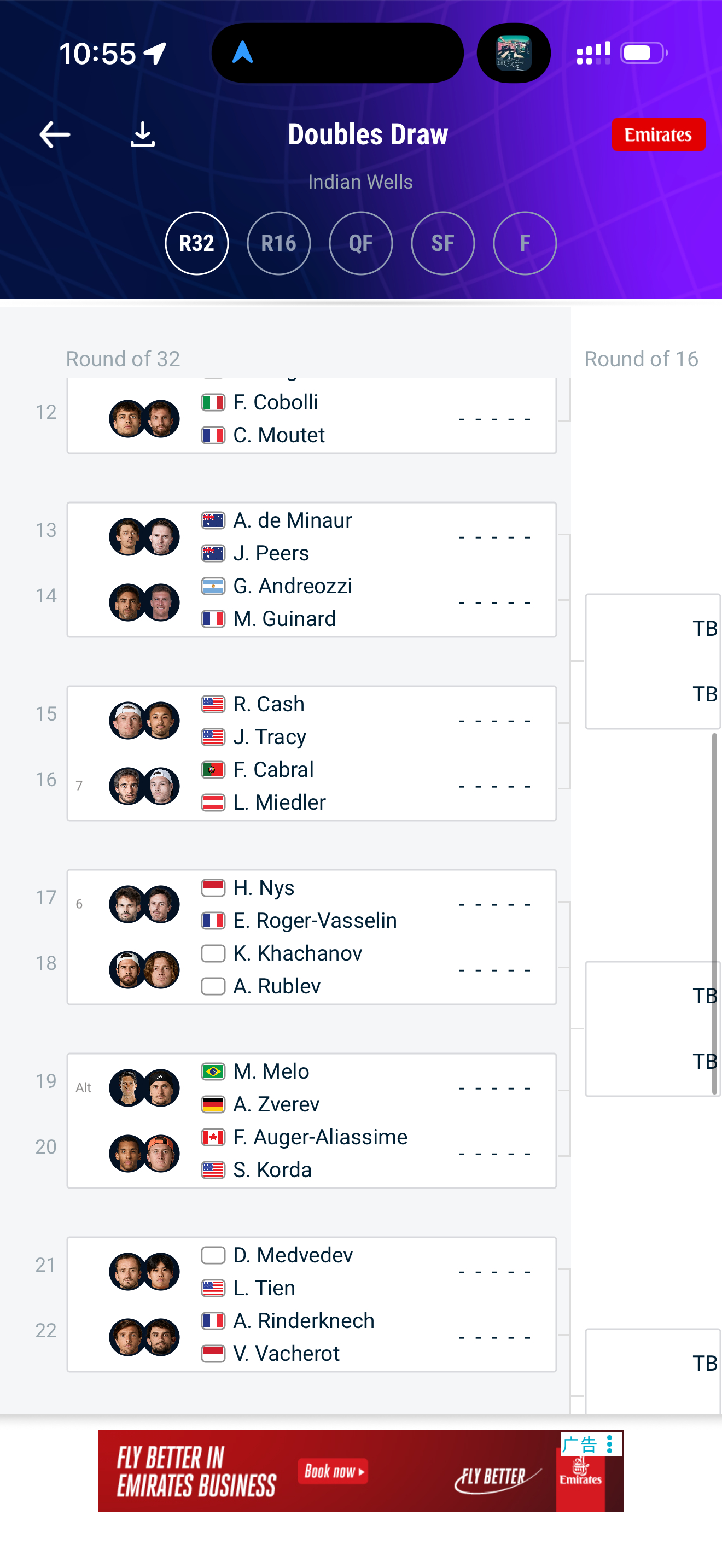 网坛风云 印第安韦尔斯大师赛男双签表公布，亮点多多～奥佩卡尔/辛纳搭档首轮挑战头