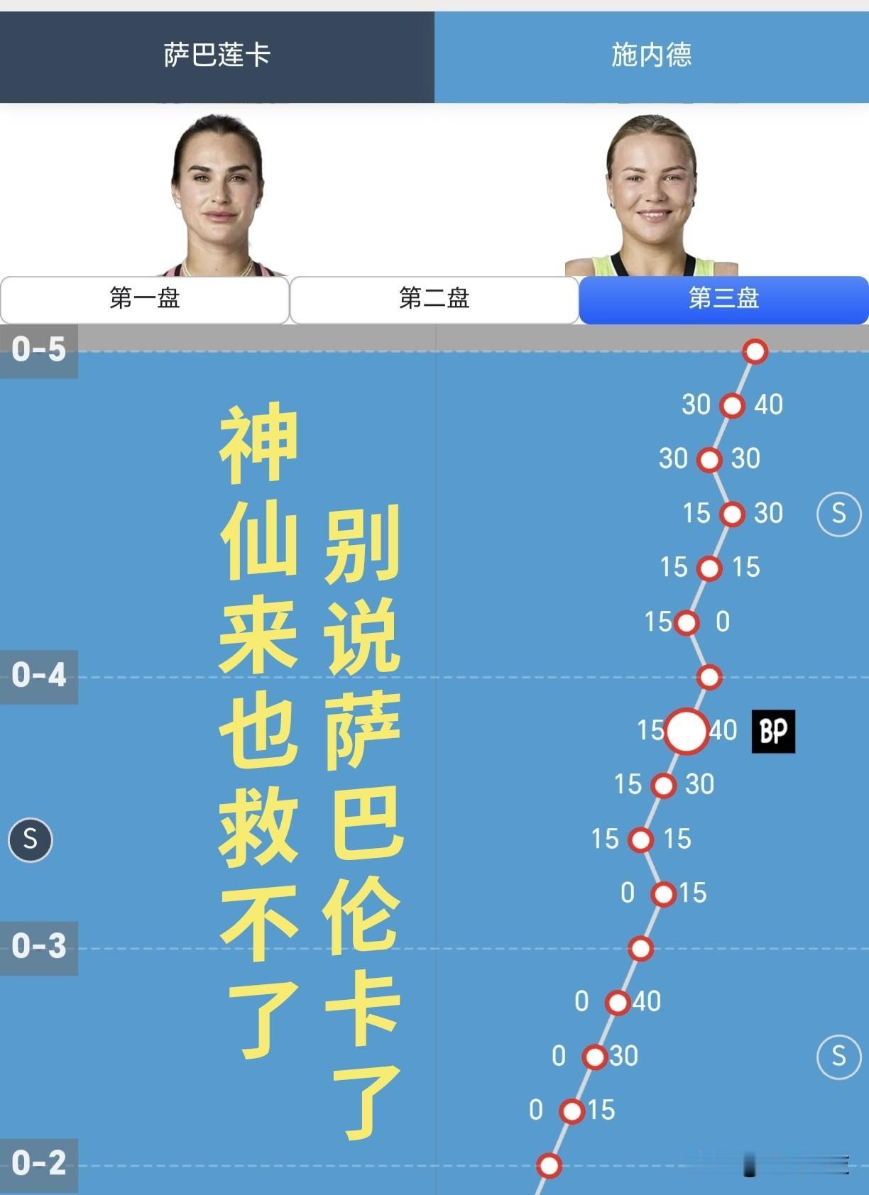 【大冷门预警！0-5！施耐德拿到赛点！萨巴伦卡还能翻盘？】