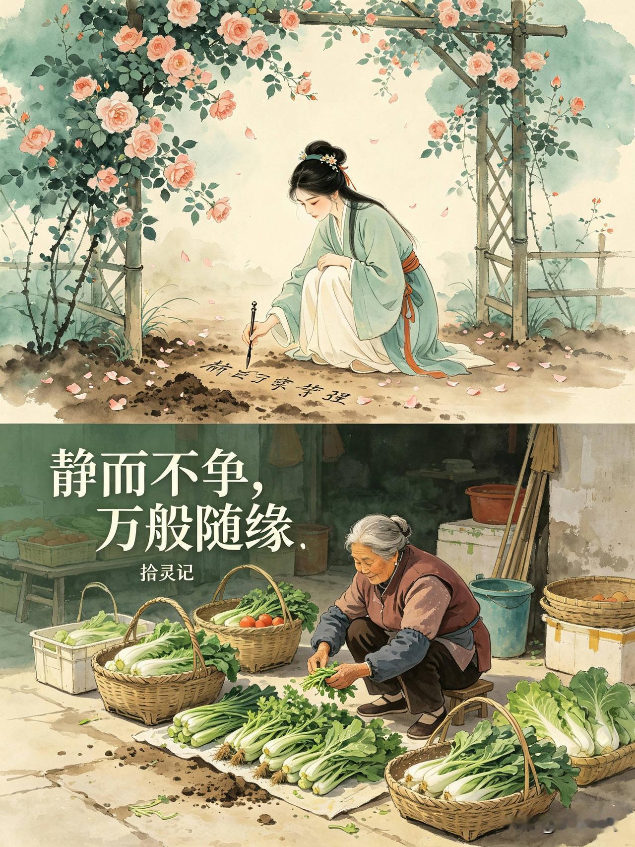 拾灵记｜佛说，静而不争，万般随缘

早上去菜市场，拐角阿婆的菜摊冷冷清清。
她蹲