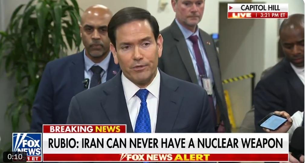 美国国务卿卢比奥：
“据我从陆军部了解到的情况，一切都在按计划进行，甚至提前完成