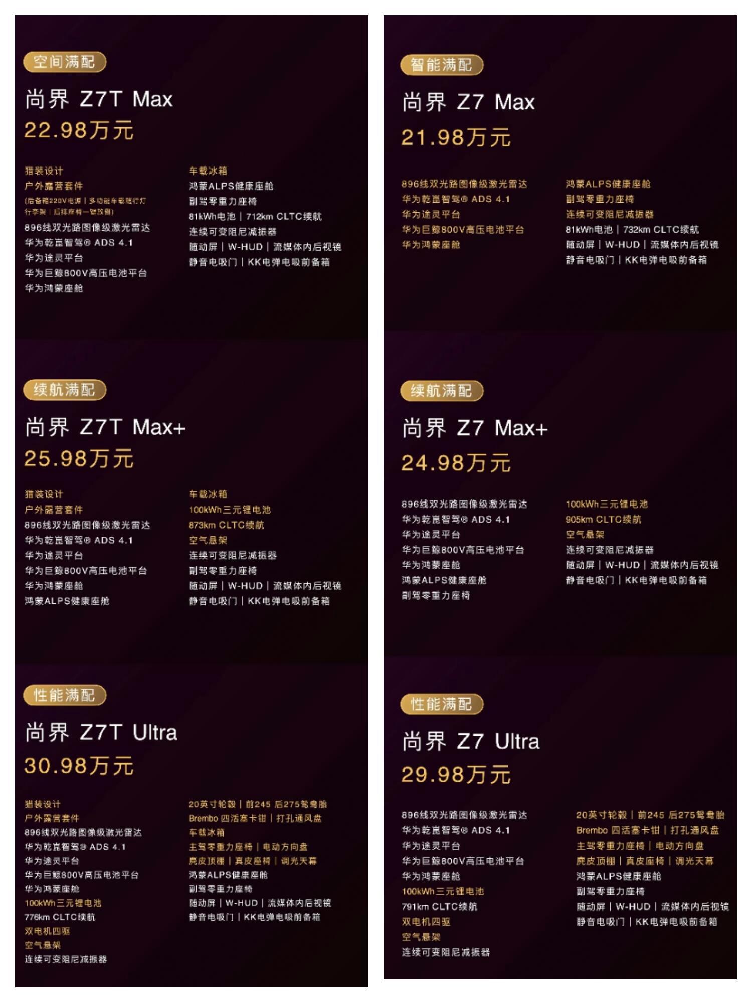 尚界Z7系列发布，21.98万元起对标小米？尚界Z7，一共有三个配置，售价分别为
