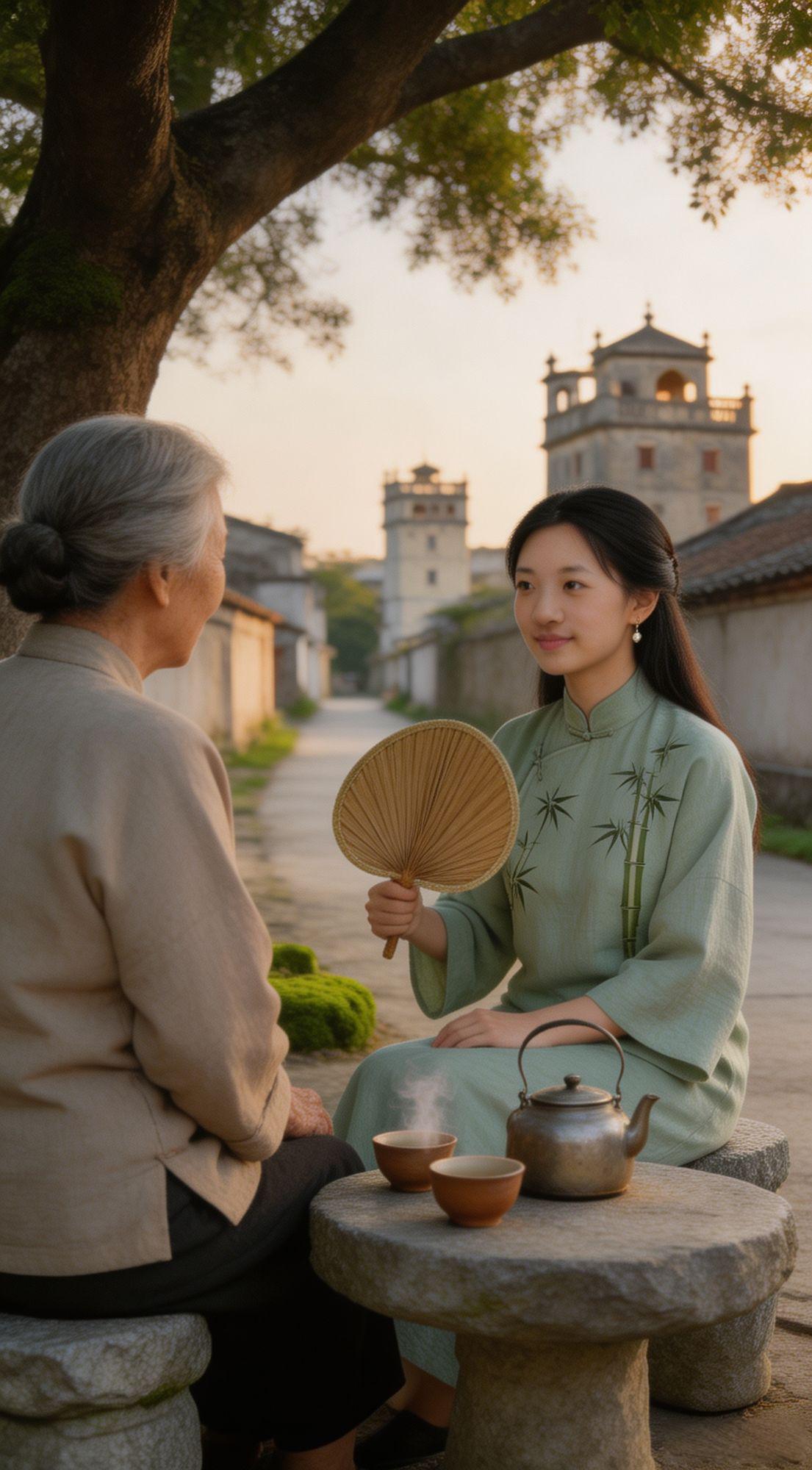 我是开平碉楼的。
我们那里的“慕仙”，
是从初七七夕前一夜就开始摆七杯茶、七碗芝