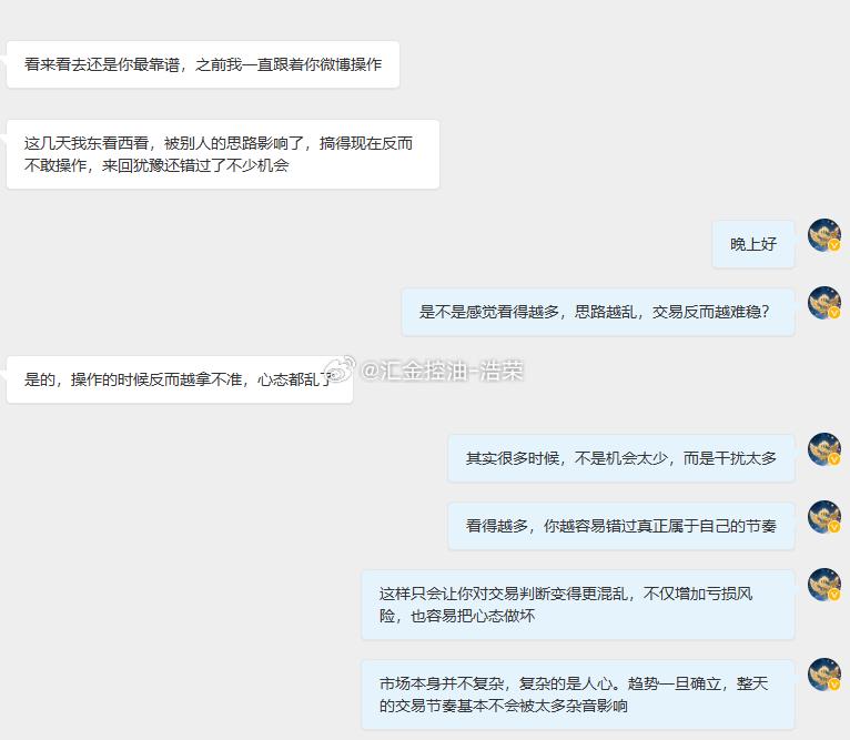 面对每一位前来私信沟通的朋友，我坚持耐心倾听、有问必答。驰骋交易市场本就充满重重