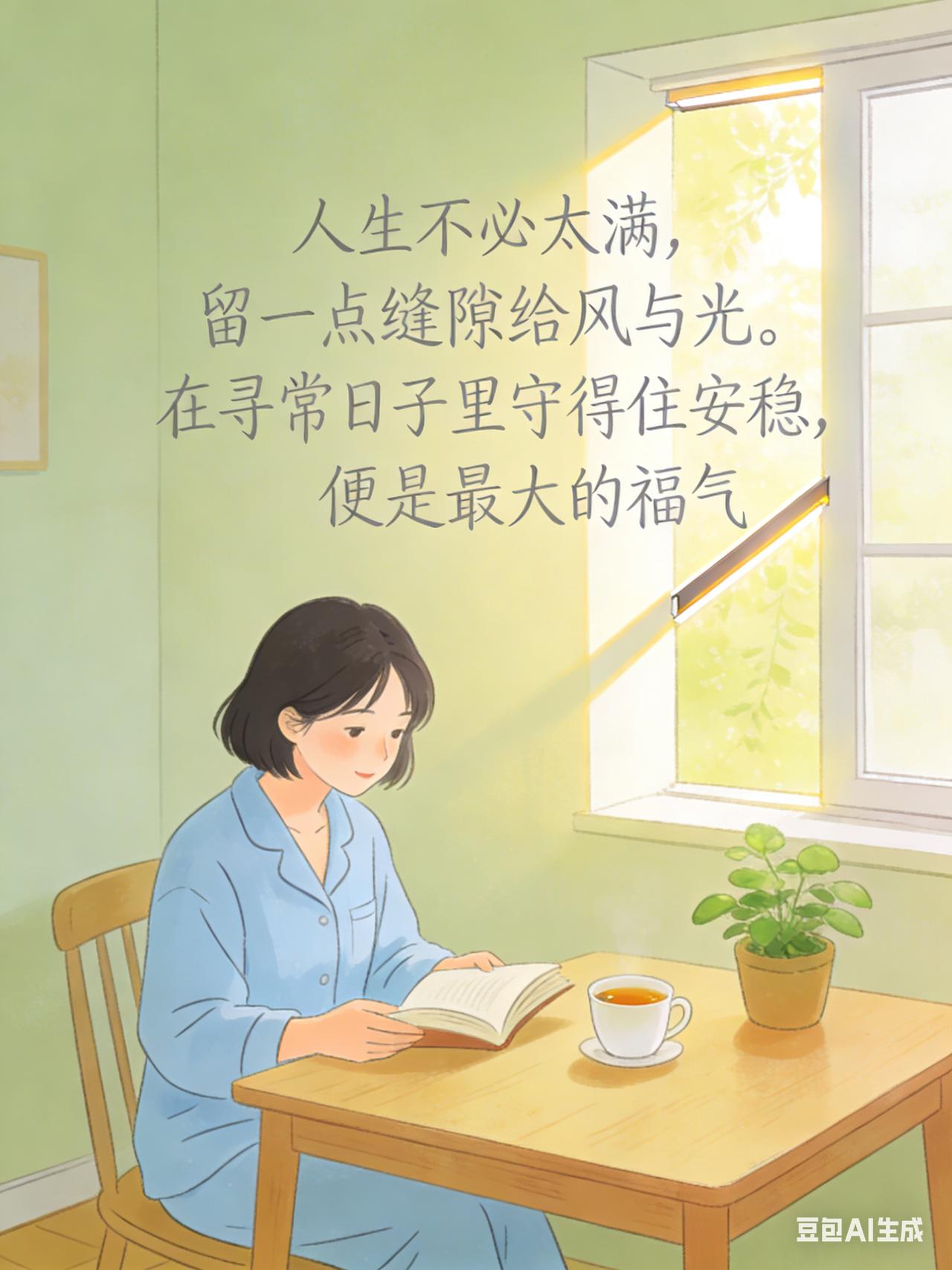 人生不必太满，留一点缝隙给风与光。在寻常日子里守得住安稳，便是最大的福气。