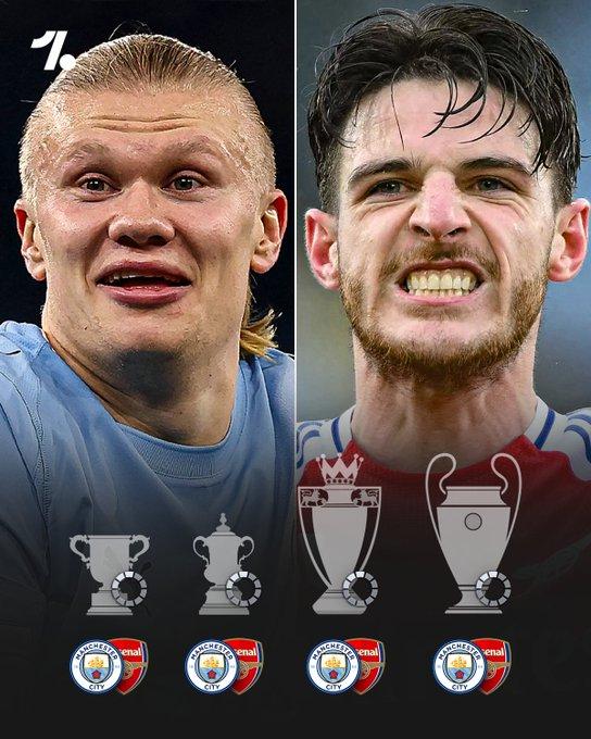 阿森纳和曼城都还在为本赛季的“四冠王”展开激烈争夺。如果阿森纳和曼城在所有杯赛决