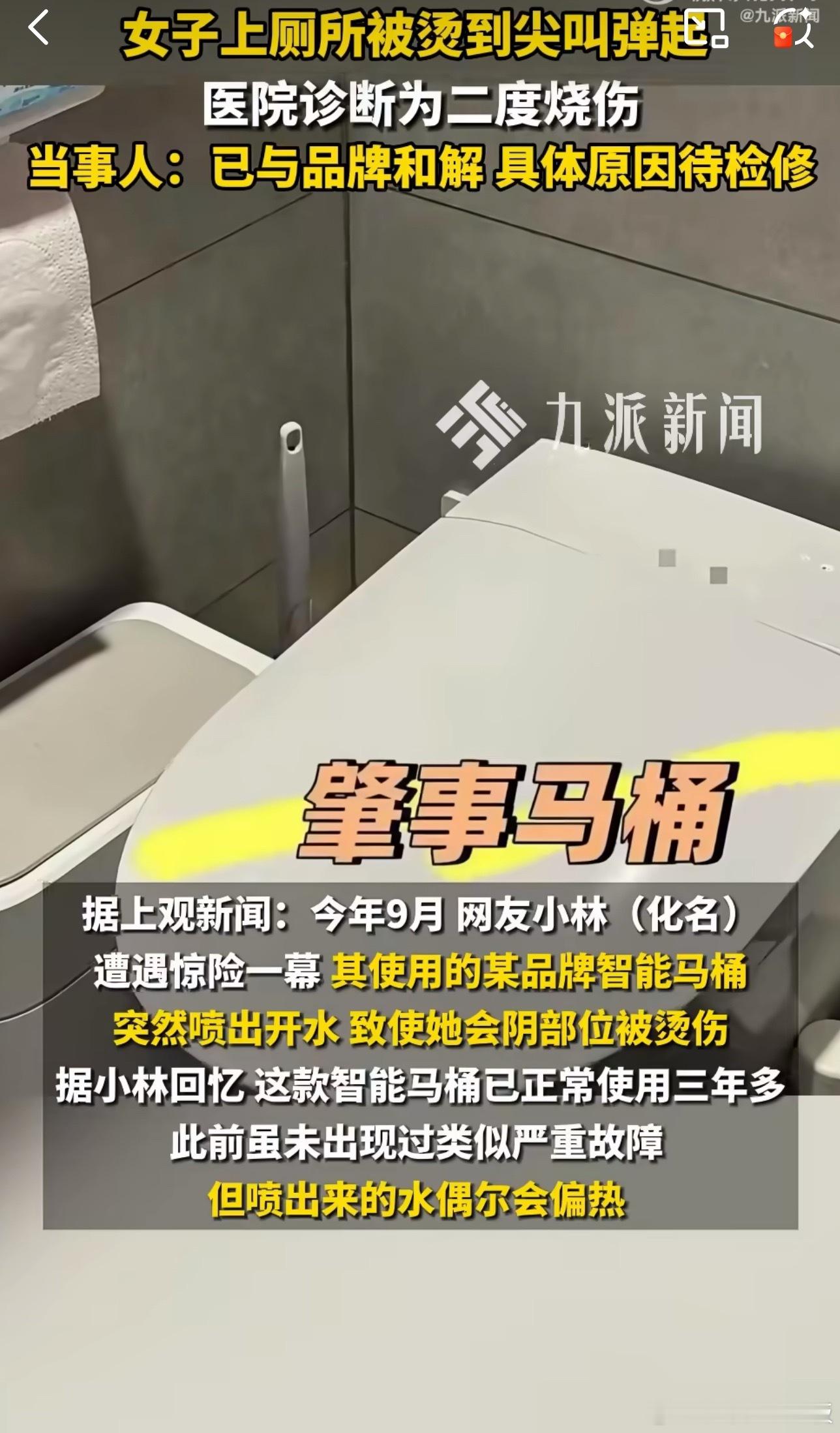 智能马桶喷出开水女子被烫伤上个厕所都能被重伤，这哪是提升幸福感的家电，简直是藏在