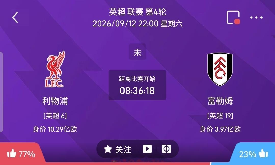 【足球】周六016英超联赛方向：利物浦vs富勒姆英超：利物浦VS富勒姆时间：20