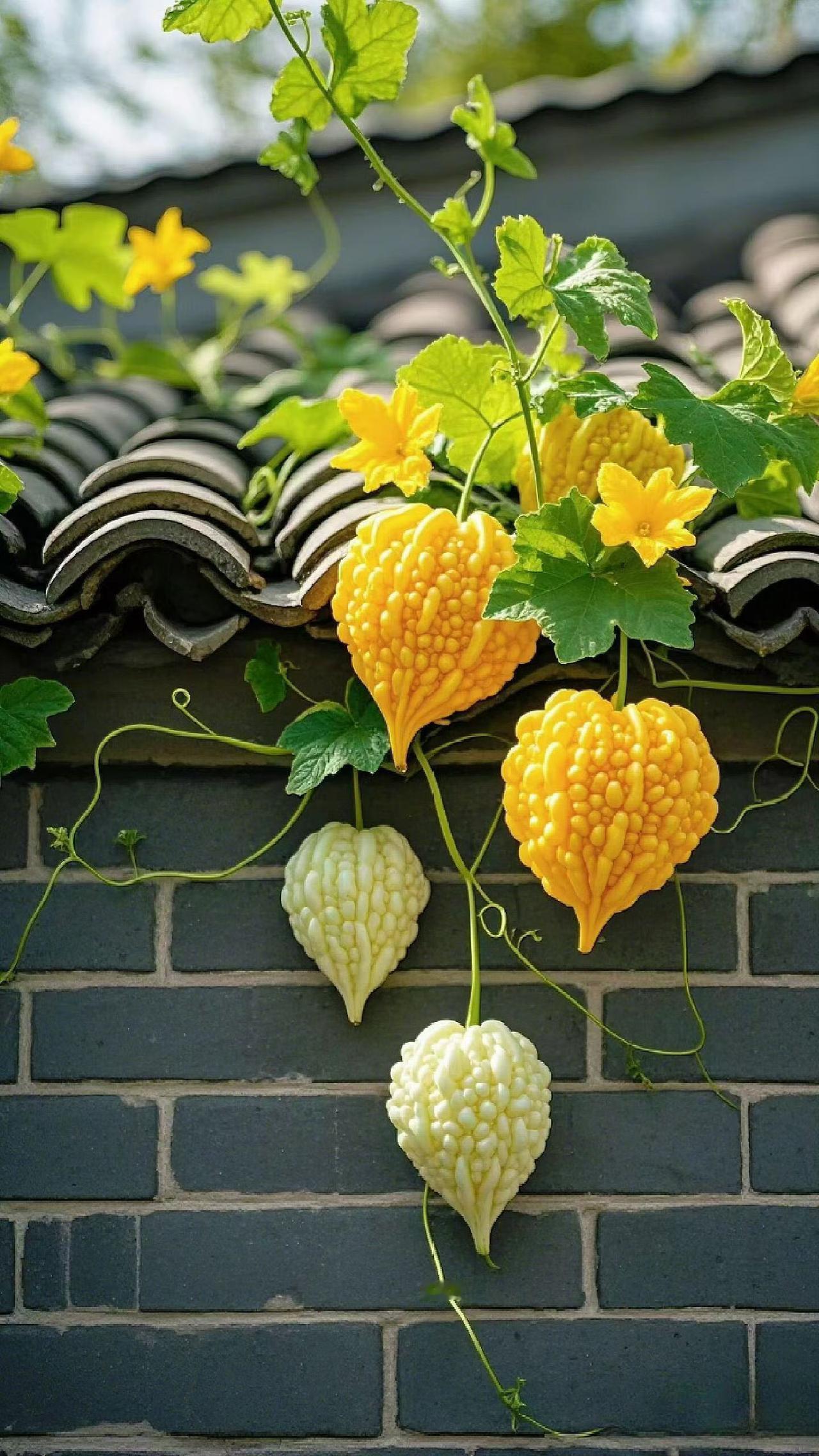 冬日生活打卡季  古朴砖墙上的黄色葫芦  🌻🏰