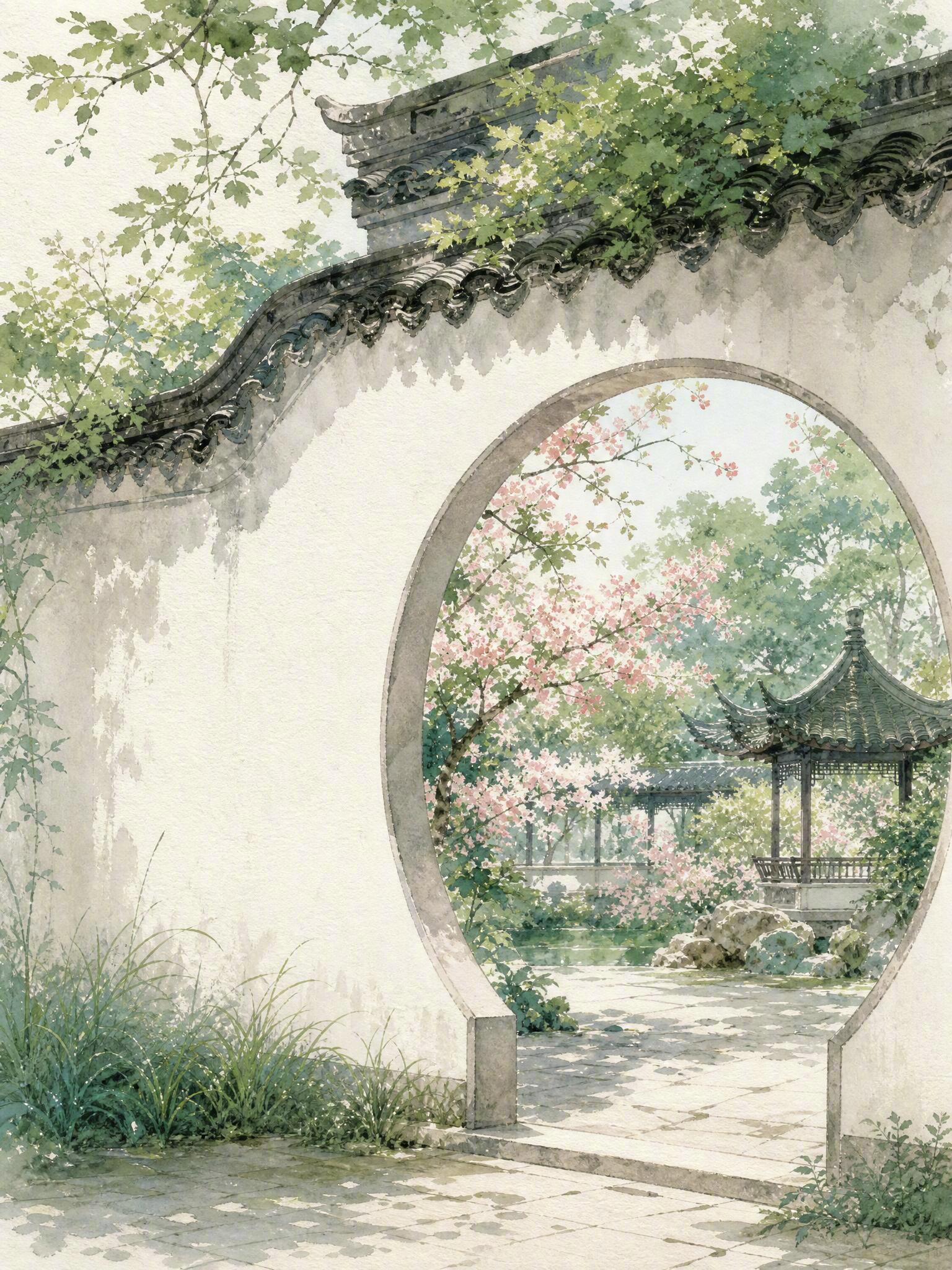 六月的光，斜斜地穿过花窗，在回廊的青砖上，画了一地碎金。 