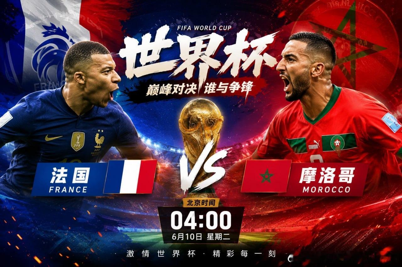 🏆 世界杯半决赛｜法国 🇫🇷 VS 摩洛哥 🇲🇦凌晨04:00，决战一