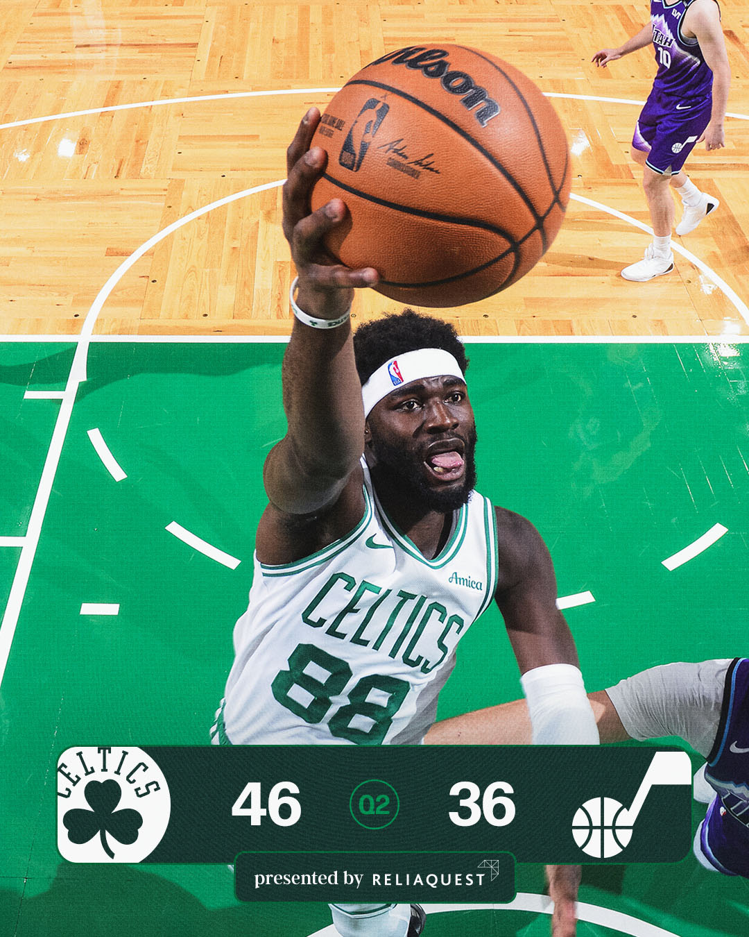 🍀半场结束，我们46-36领先爵士！波士顿凯尔特人[超话]BLEEDGREEN
