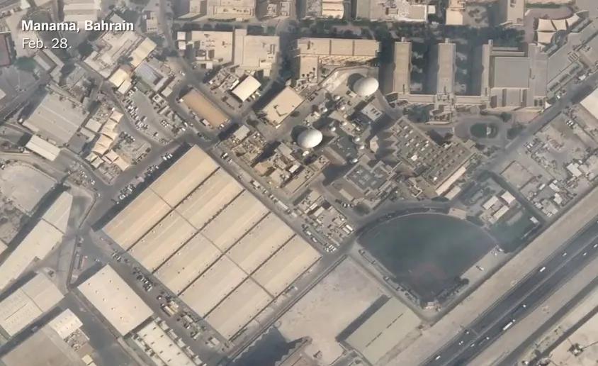 这精准度，据说是北斗卫星的功劳！
这是位于巴林麦纳麦的美国海军第五舰队总部。图一