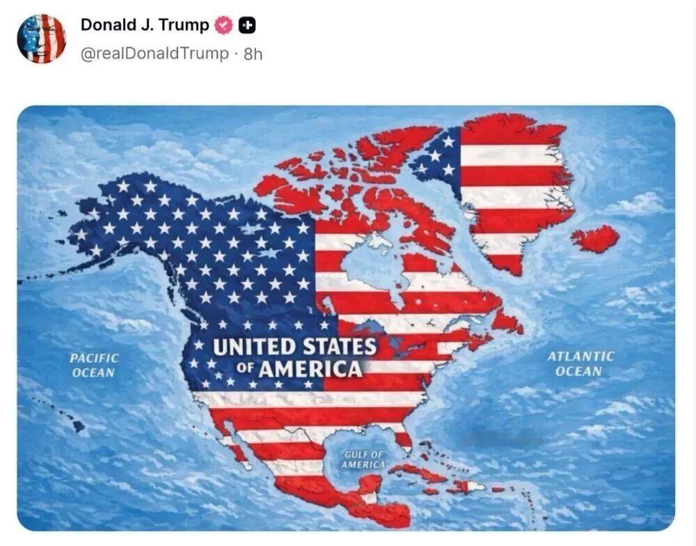 特朗普的野心远不止格陵兰岛，从他公布的地图看，法国的领土也在其中，马克龙这下真的