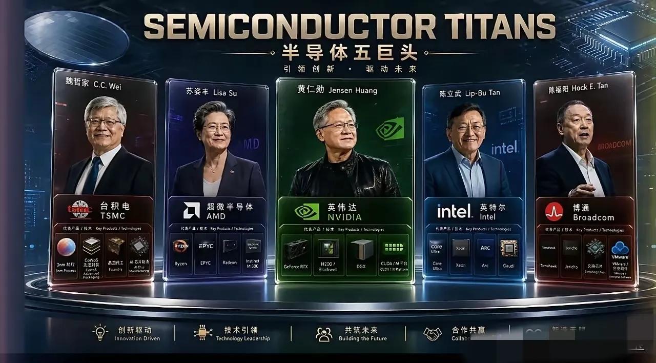 半导体五巨头都是华裔，但没啥用。这些人一旦去了美国，根本不会有一秒钟念及自己身上