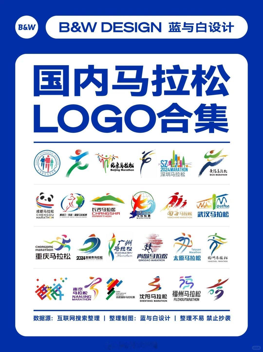 蓝与白设计整理的中国部分马拉松赛事logo。大家觉得有哪几个有设计感的？#马拉松