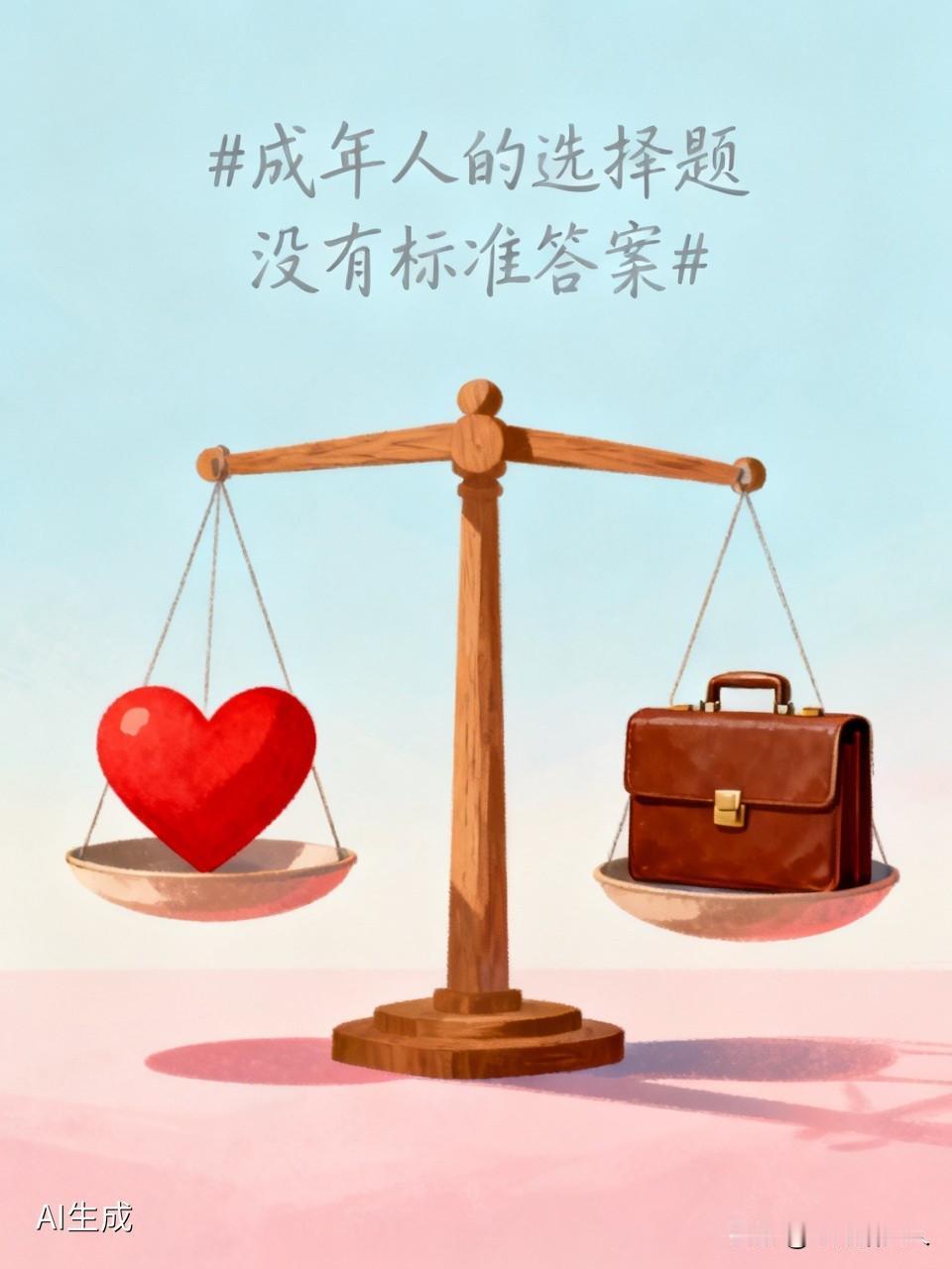 没有绝对答案，核心看“阶段需求匹配度”——事业上升期工作提供安全感，情感稳定期爱