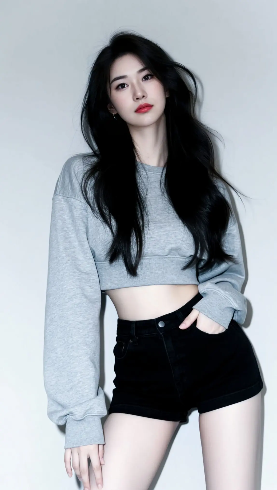 AI灰调短衫写真 ai创作