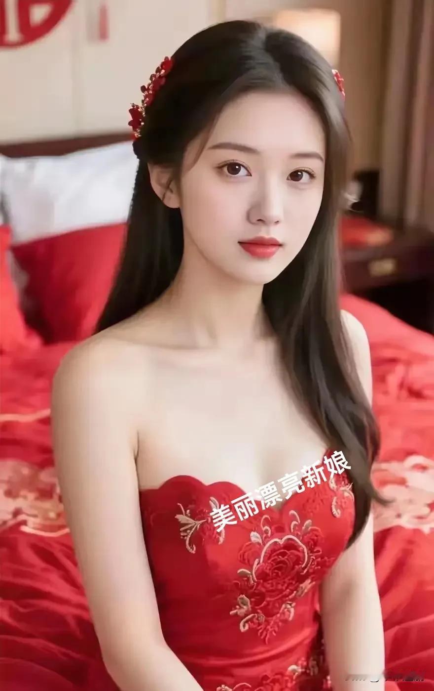 她是红妆里的诗意，中式嫁衣的刺绣与绯红交叠，在满室喜庆中，将新娘的温婉与明艳，酿