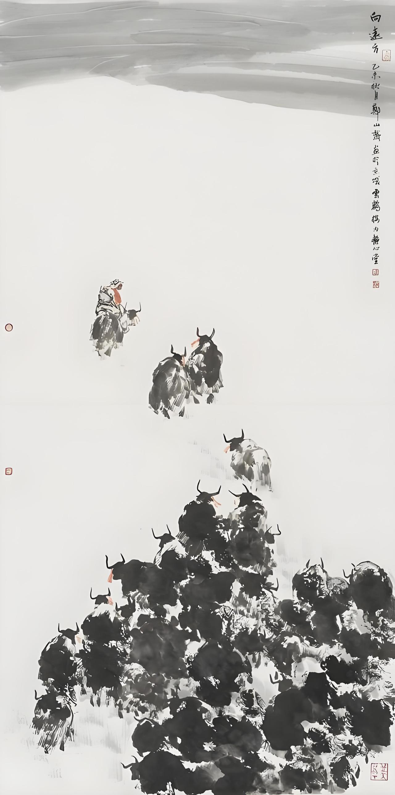 上联：牦牛若墨团团点
下联：[比心]

网络图片/诚谢侵删