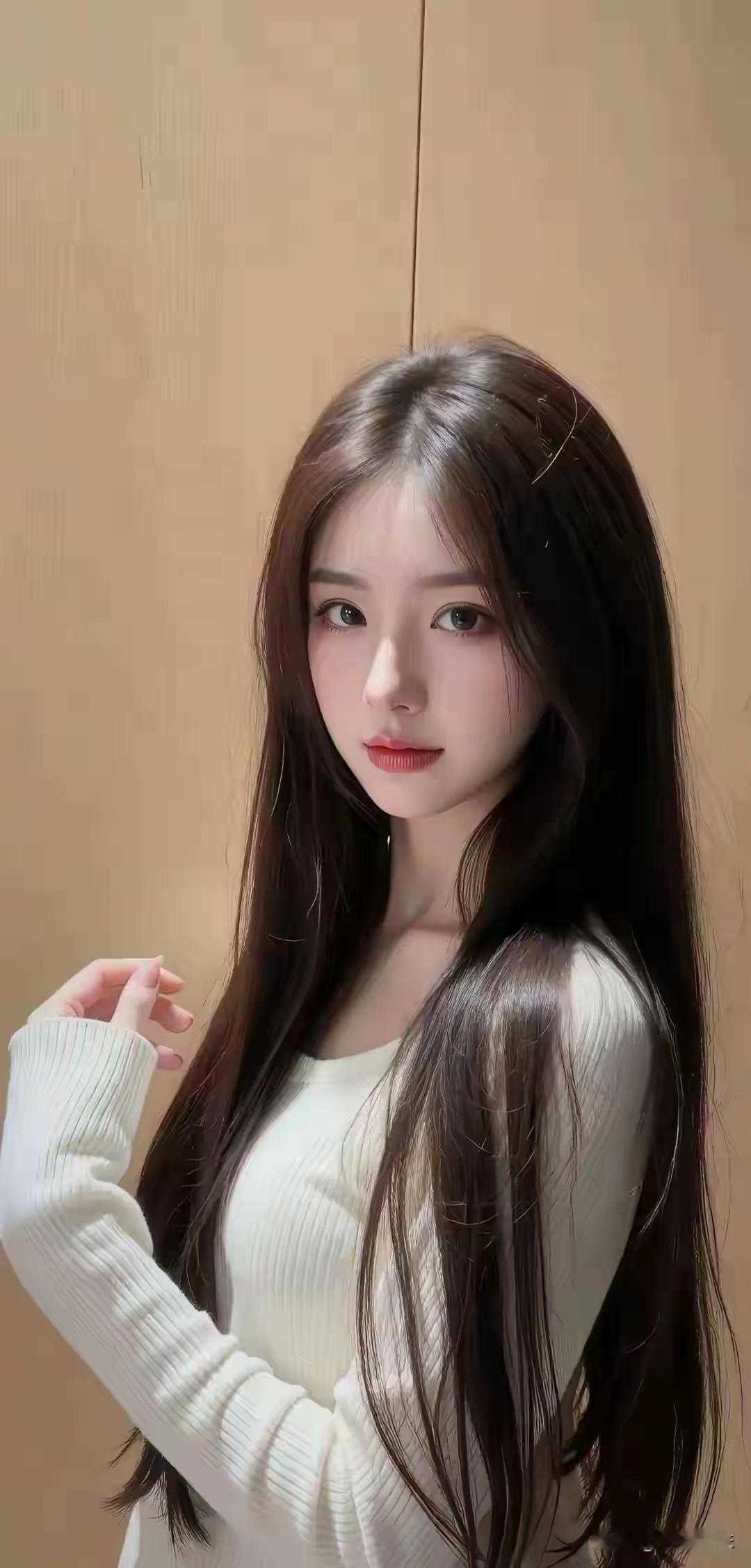 温柔甜美的少女，白色毛衣搭配长卷发，清新自然。有哪些女生日常好看穿搭可以借鉴 晒