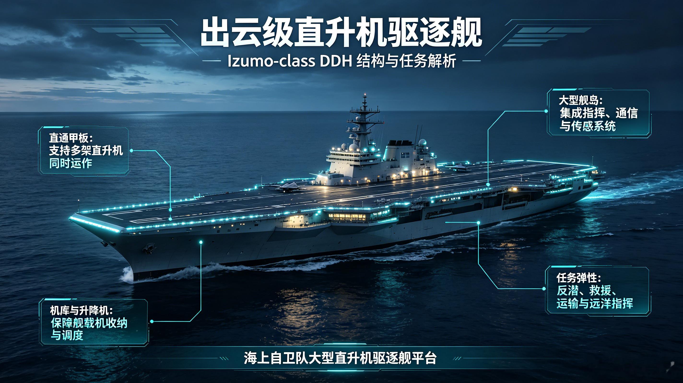 军事ai新视野 日本海上自卫队 出云级直升机驱逐舰（Izumo-class DD