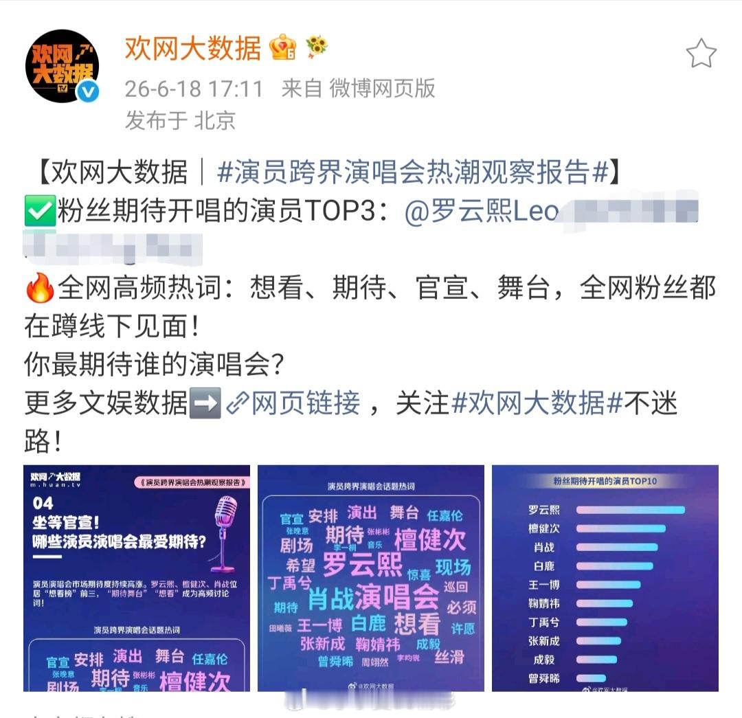 罗云熙粉丝最期待开唱的演员TOP1！但凡冰山下的神秘力量稍稍发力，罗云熙就能排到