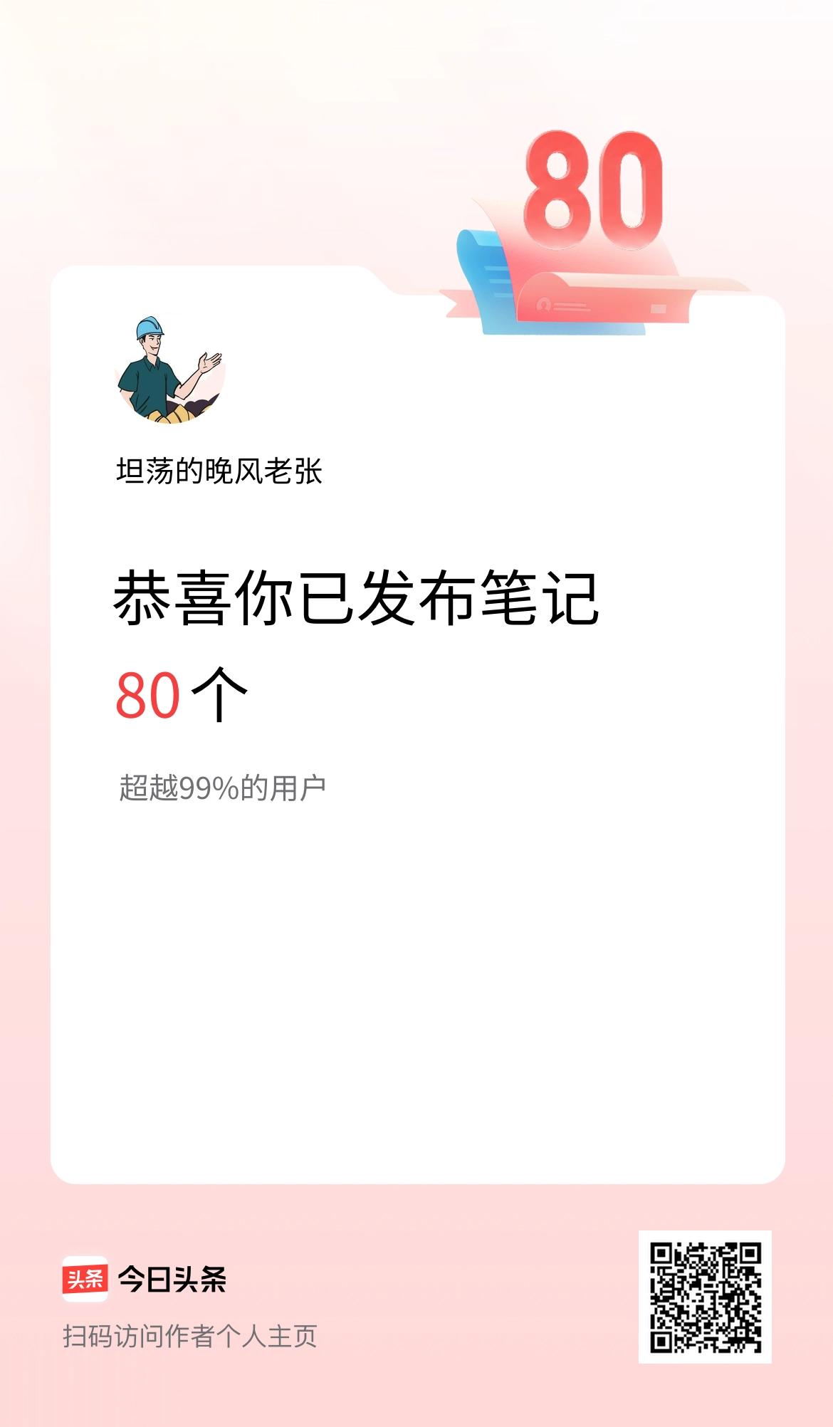 我在头条累计投稿笔记80个