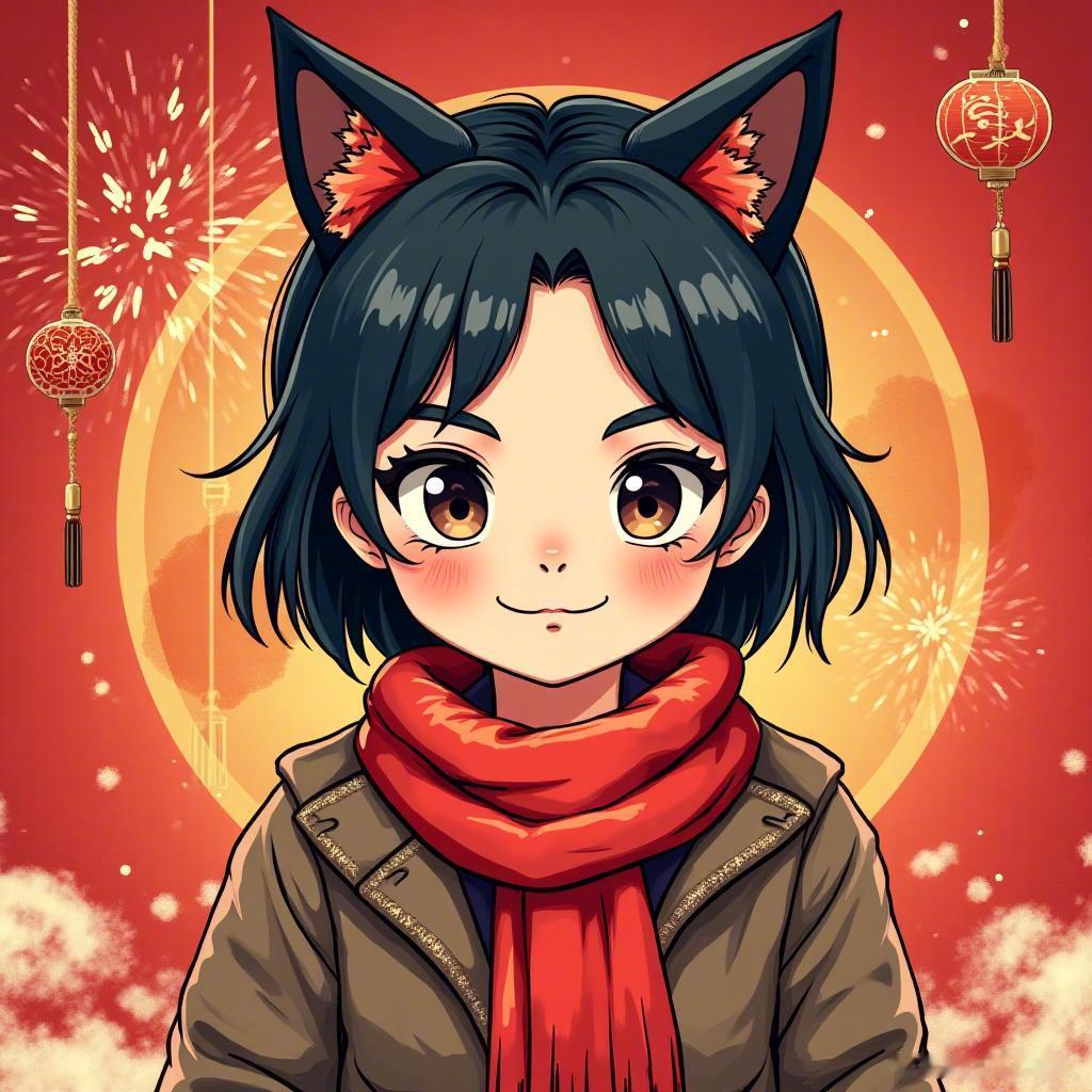新年头像没想到会让我变得这么可爱呀！😂🎉 这颜值满分的复古漫画风格，红灯笼和