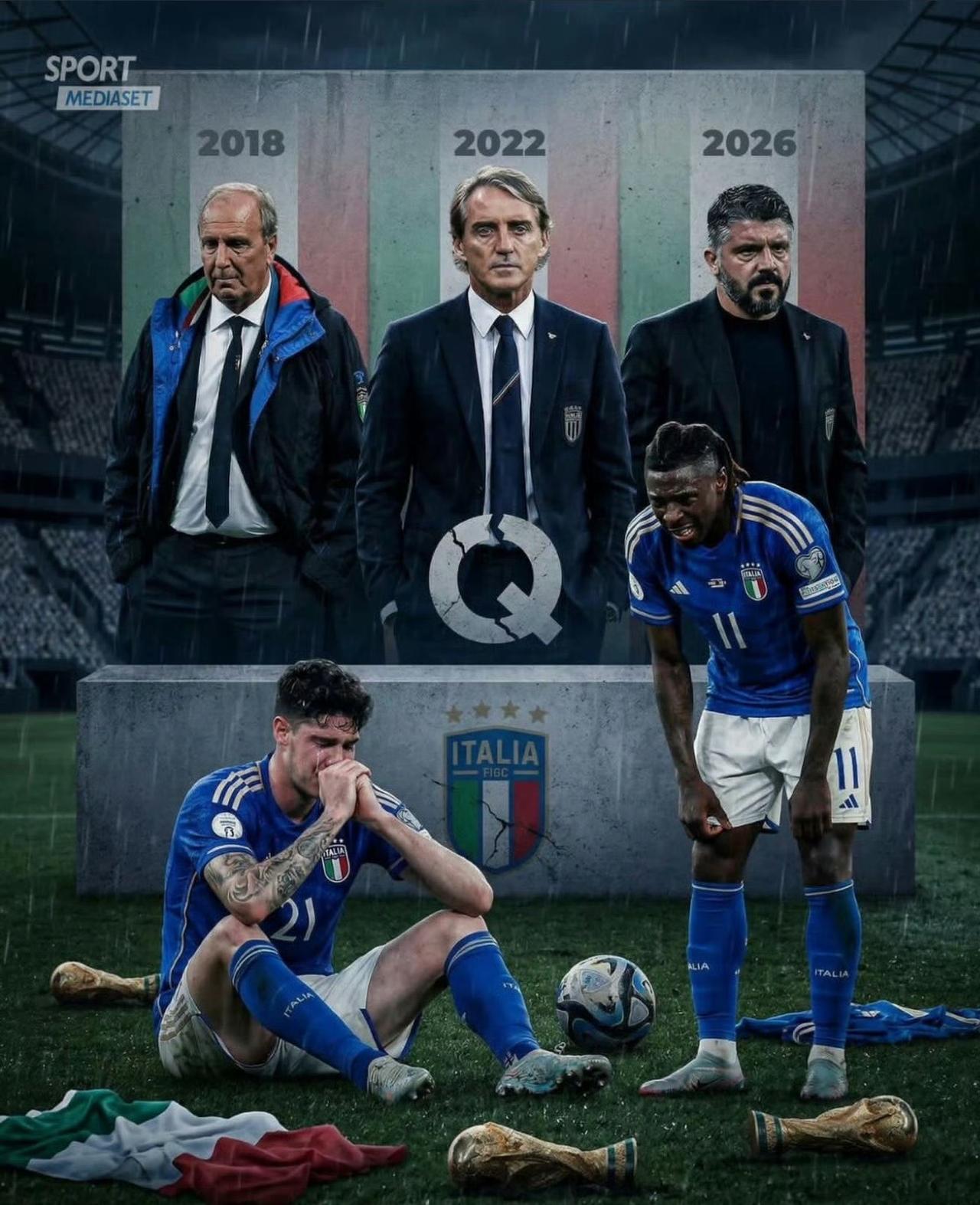 意大利又输了，点球大战输给波黑，连续三届无缘世界杯，和中国队一样。全场比赛，波黑