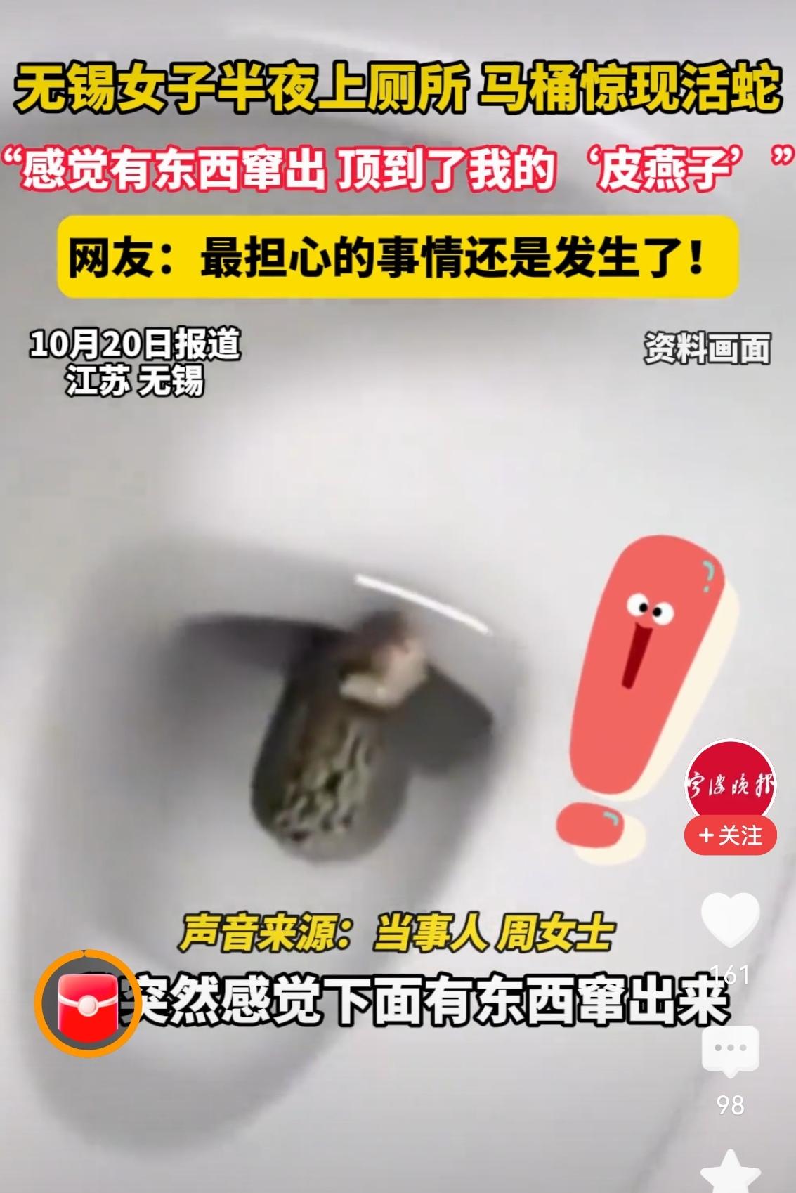 这事儿可真够“刺激”的，无锡周女士半夜迷迷糊糊去厕所，刚往马桶上一坐，突然感觉屁