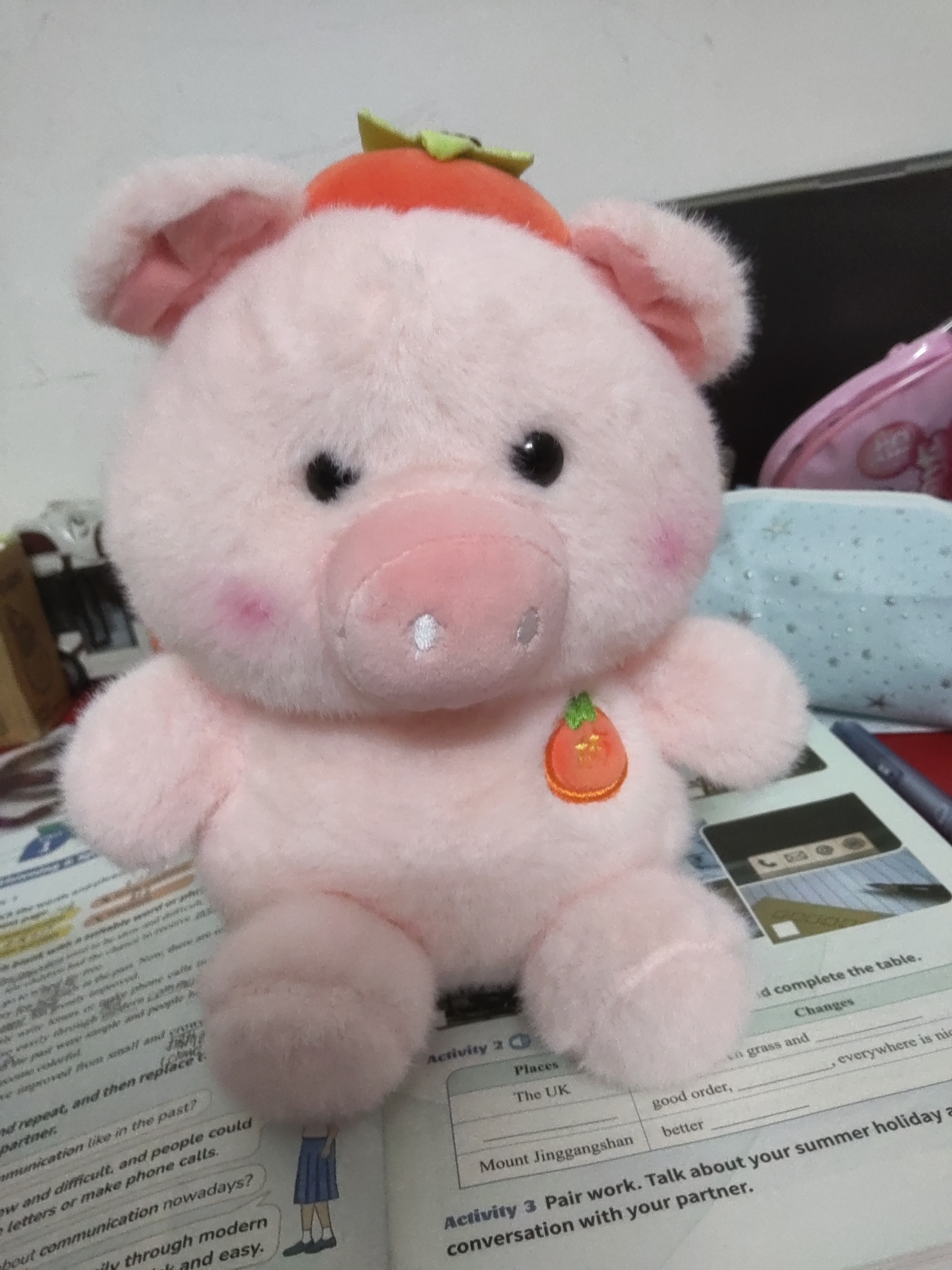 开学第一天   去学校  发现抽屉里塞满了零食  喜欢这个🐷  我的萌妹子朋友