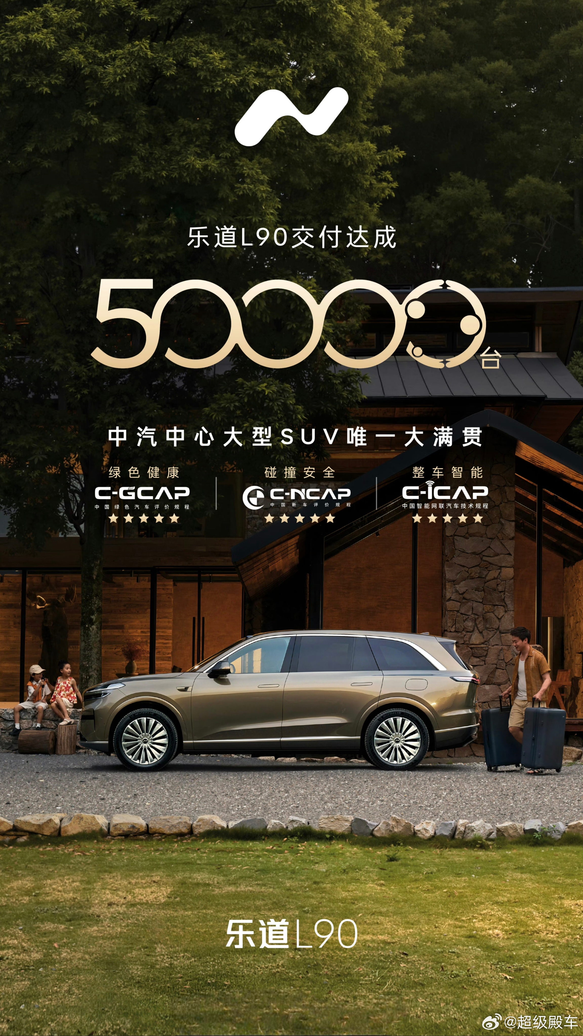 乐道L90交付大半年，5万台交付达成。接下来激光雷达版本，多了个“小犄角”。会搭