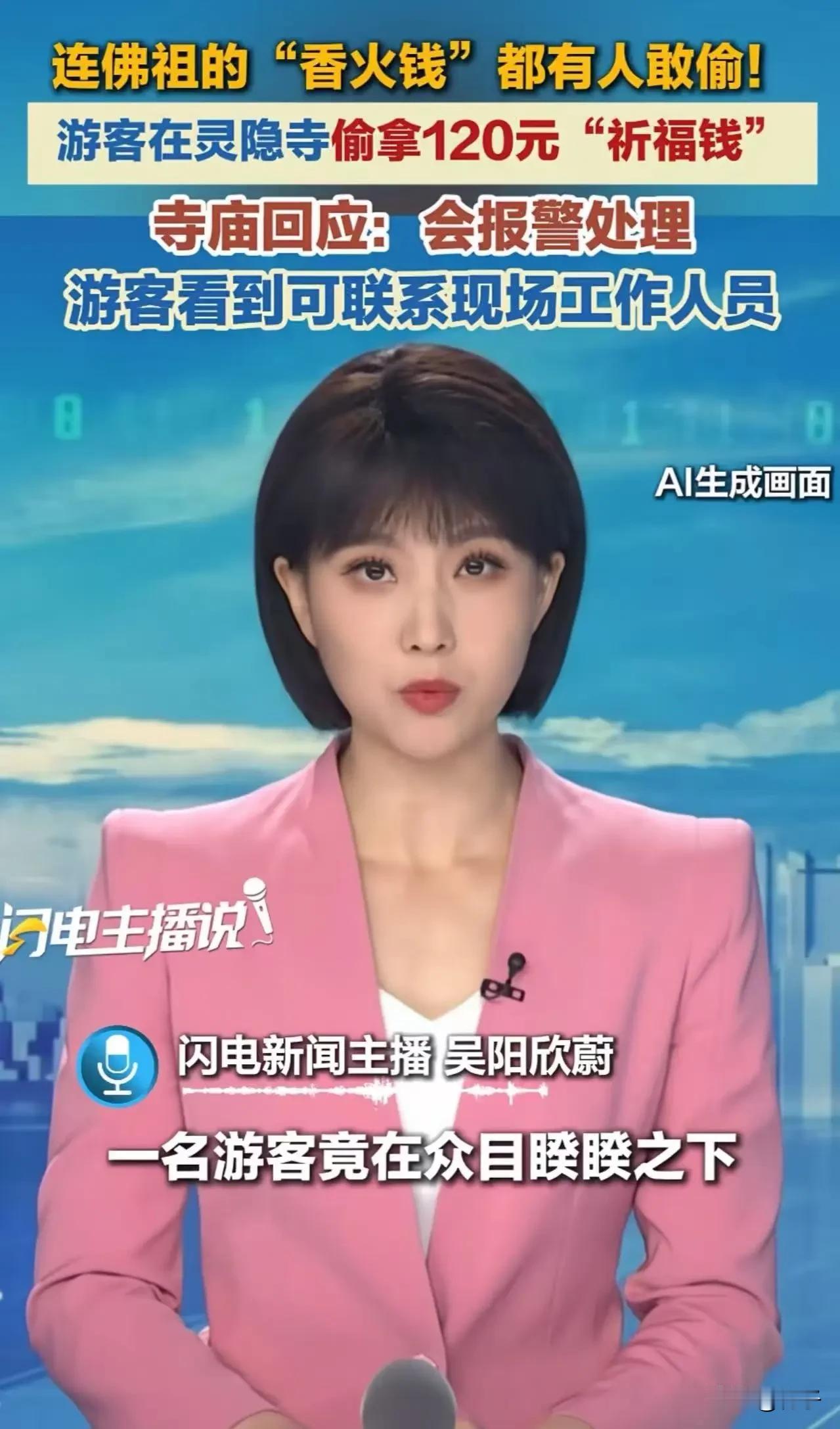 区区120块钱，直接在网上吵翻了天！
 
杭州灵隐寺有游客拿走祈福台现金，寺庙掌