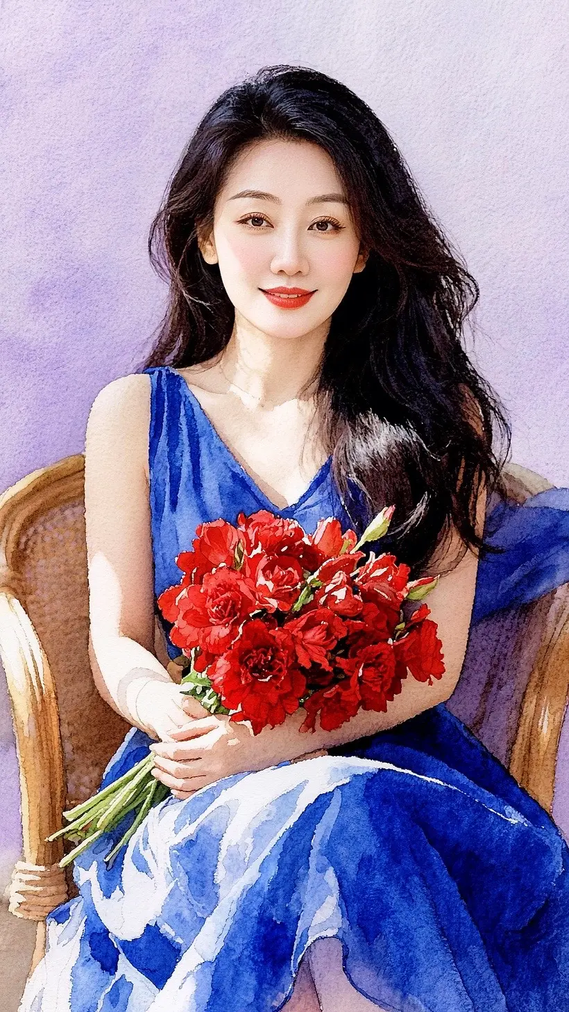 AI蓝裙花卉写真 ai创作 玩法达人伙伴计划广告分成