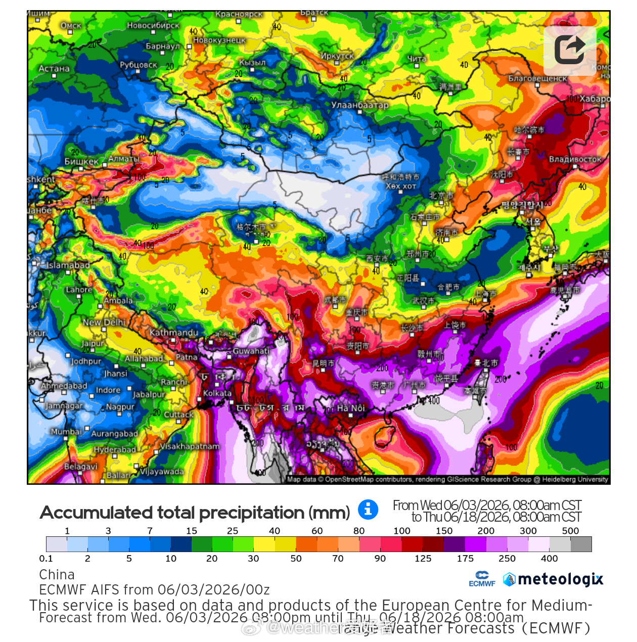 气象观察团 未来江南华南的降雨要全国狂暴了，季风水汽会相当强！