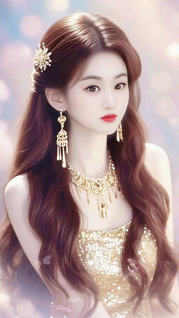 金色礼服裙 华丽精致妆容 美出心动感 优雅气质 清纯甜美