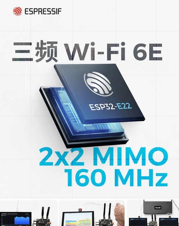 ESP32-E22 Wi-Fi 6E 2x2 MIMO 160 MHz 实测
E