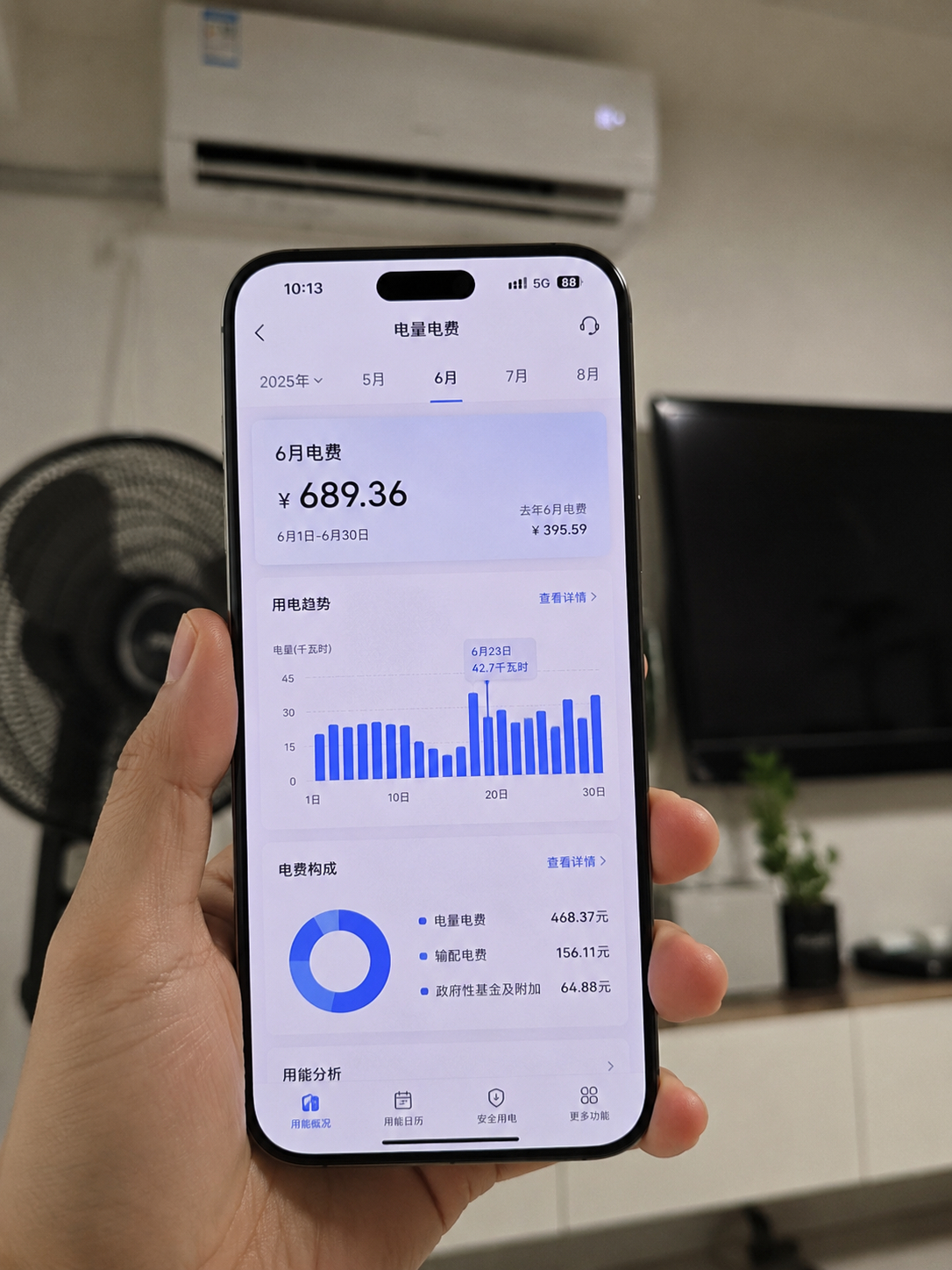 我觉得这事真不能只看金额  得看家里几个人  房子多大  空调开多久如果一个人住