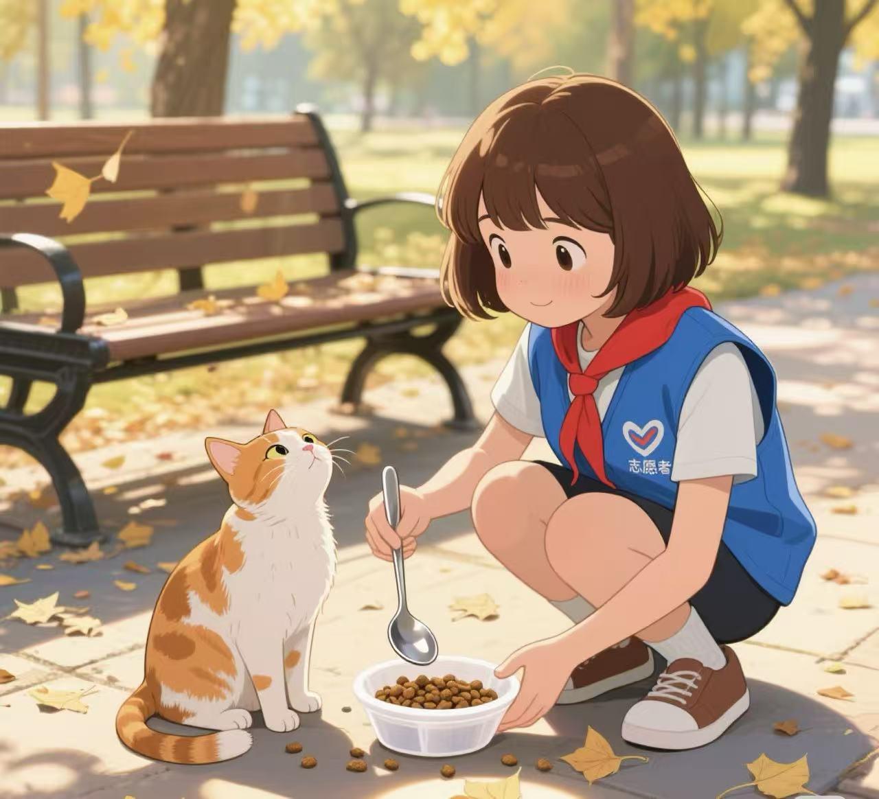 今天最开心的小事，
是下班路上偶遇一只橘猫🐱
它蹲在便利店门口，看见我就慢悠悠