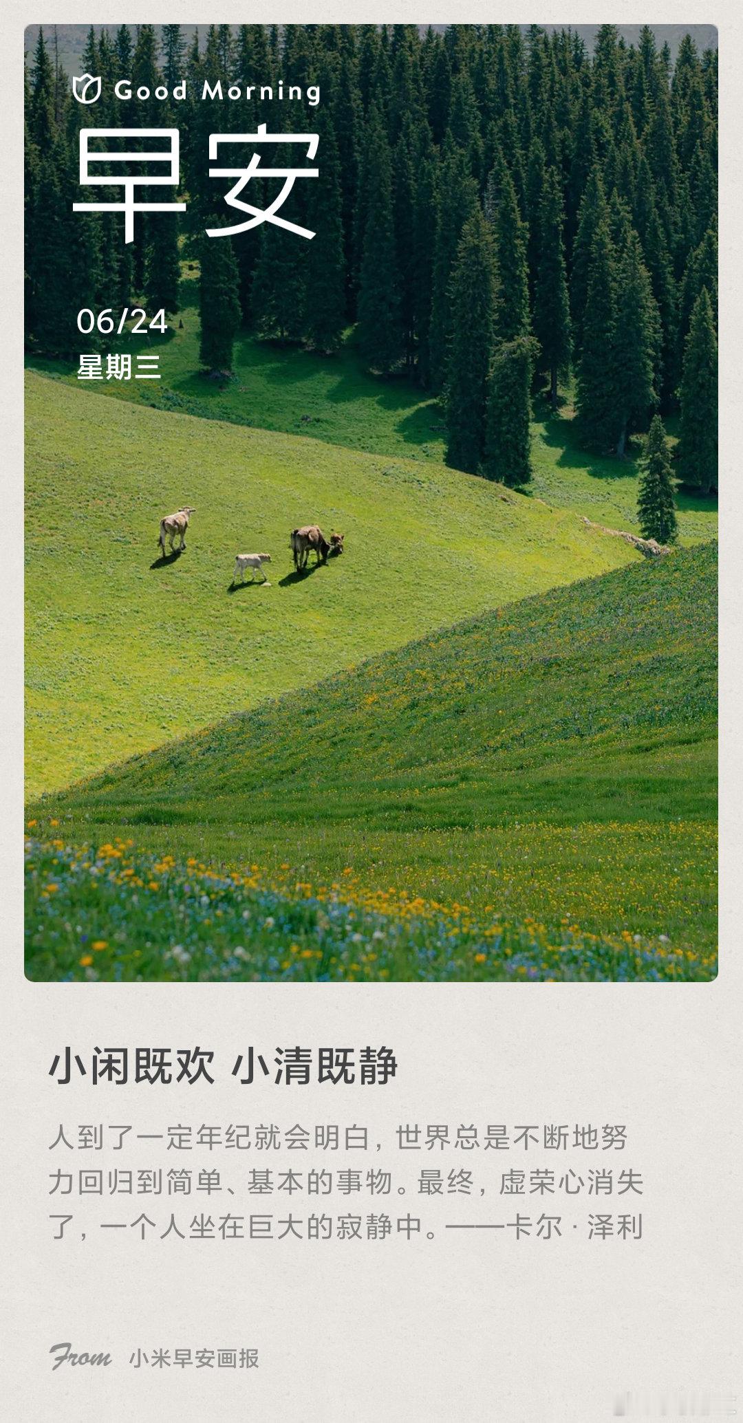 小米画报 小闲既欢 小清既静： 人到了一定年纪就会明白，世界总是不断地努力回归到